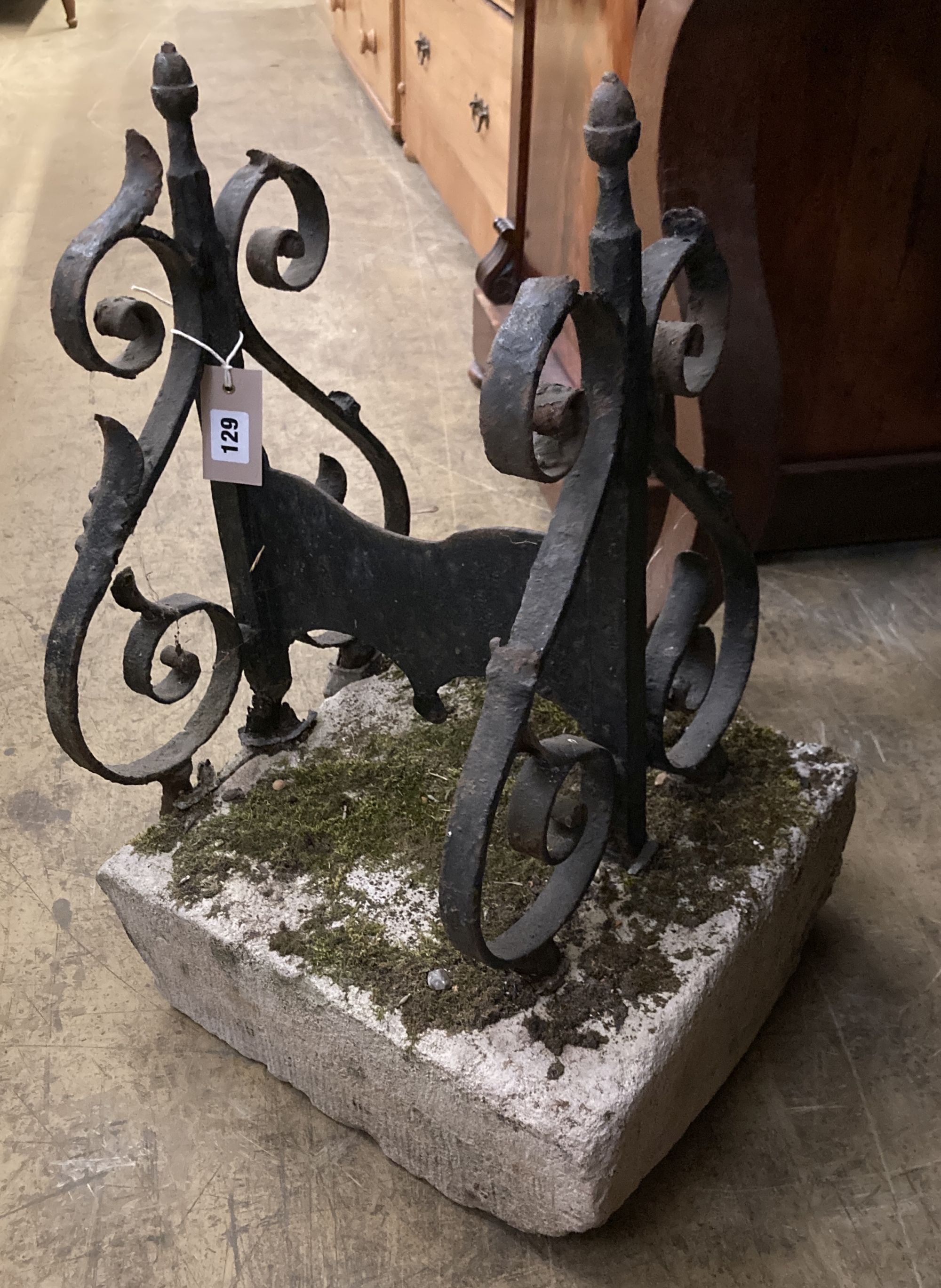 A Victorian cast iron boot scraper, width 30cm, height 42cm